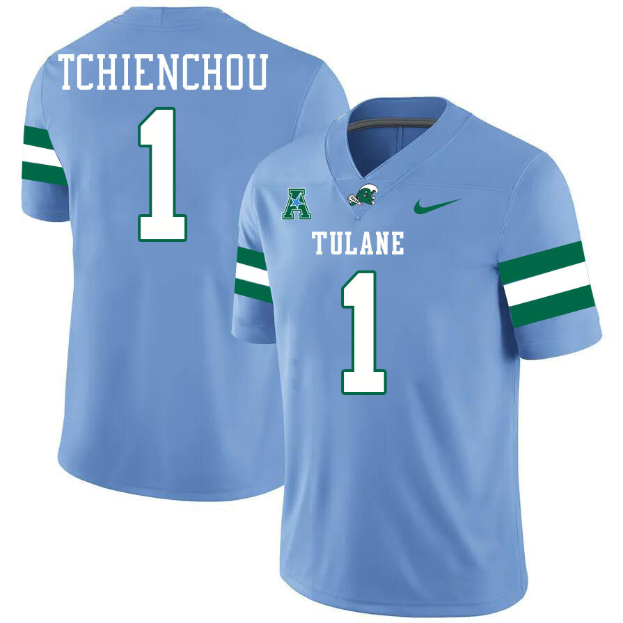 #1 Jack Tchienchou Tulane Green Wave Jersey College Football Uniforms,Apparels Stitched-Blue